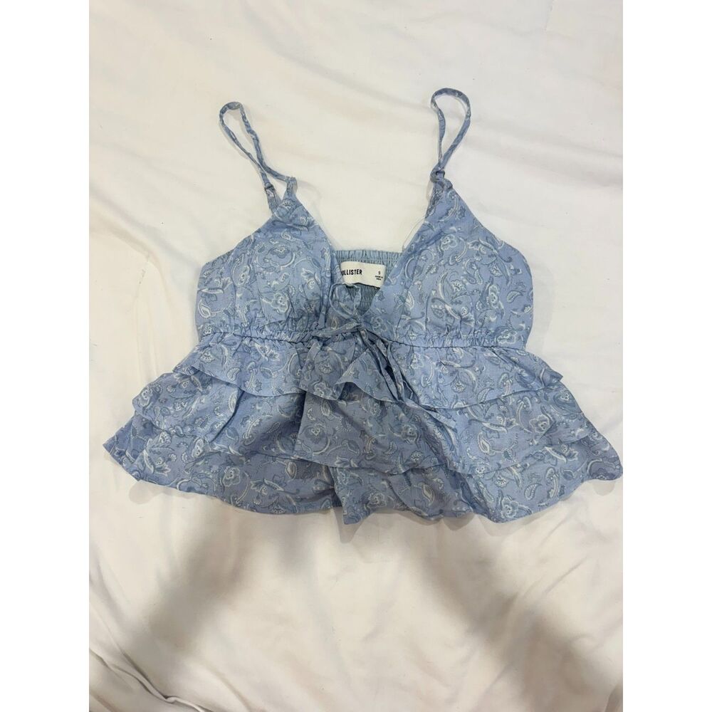 Hollister Blue Paisley Ruffle Cami Top Small NWT Boho Y2K Coquette
